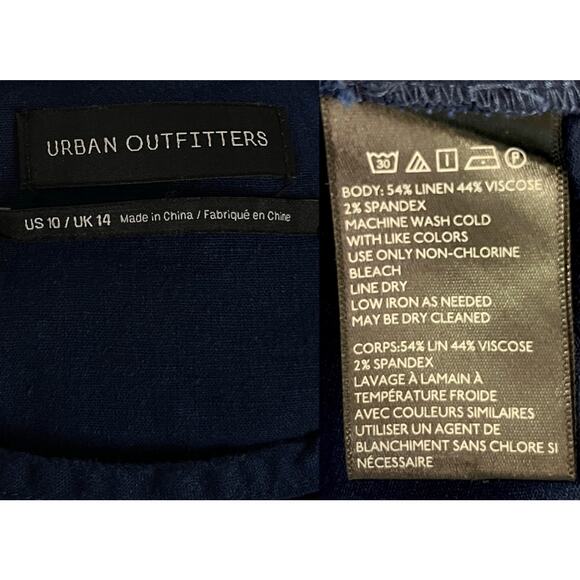 Urban Outfitters Hattie High Neck Linen Jumpsuit Navy 10 Pockets Stretch - Picture 9 of 16